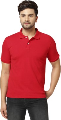 London Hills Solid Men Polo Neck Red T-Shirt