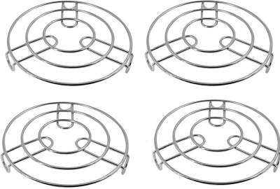 FAAS Pcs Of 4 Kitchen Steaming Stainless Steel Round Cooker Steamer Rack Cooking Pot Tray mirror Trivet(Pack of 4)