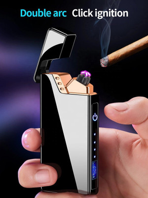 imad JT-TH778 Finger Touch Switch Electronic Lighter LED Windproof Rechargeable USB Double Arc Lighter Cigarette Cigarette Lighter(Multicolor)