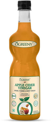 OGREENY Apple Cider Vinegar Mother With Ginger Turmeric And Honey-750 ml (Made with Organic Apple juice) Vinegar(750 ml)