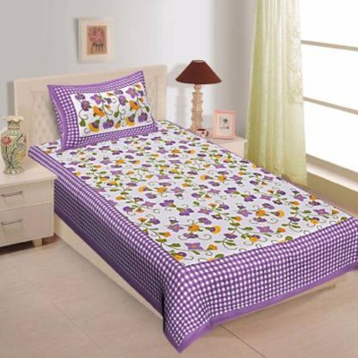 Mayuri Crafts and Mart 104 TC Cotton Single Printed Flat Bedsheet(Pack of 1, Purple)