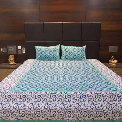 AGASTYA TRADING Cotton Double Flat 220 TC Printed Bedsheet(Pack of 1, Green)