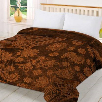 AUBORON Self Design Double Mink Blanket for  Heavy Winter(Microfiber, Brown)