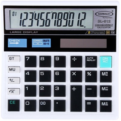 BAMBALIO BL-512W Large Display Check & Correct 3 Years Warranty(White) Basic  Calculator(12 Digit)