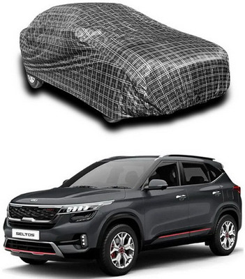SEBONGO Car Cover For Kia SELTOS (Without Mirror Pockets)(Black)