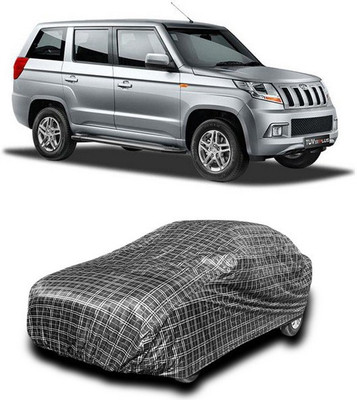 ANTHUB Car Cover For Mahindra TUV300 PLUS (Without Mirror Pockets)(Black, White)
