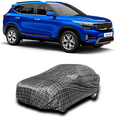 ANTHUB Car Cover For Kia SELTOS (Without Mirror Pockets)(Black, White)