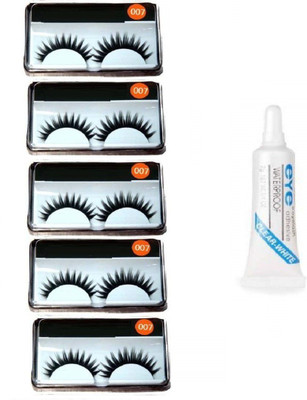 AVEU False eyelashes 5 pcs and 1 pcs eyelash glue (Eye combo) (Pack of 6)(6 Items in the set)