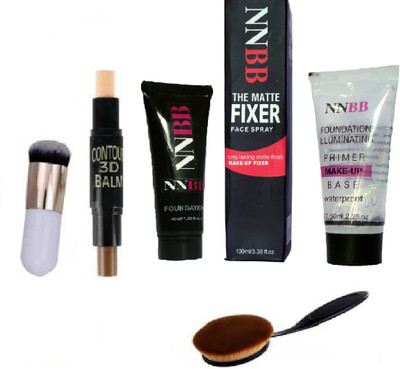 nnbb NATURAL MATTE 2 IN 1 HIGHLIGHTER CONTOUR STICK Concealer (8GM) with matte FIXER and PRIMER with liquid FOUNDATION and Two type foundation brush (6 Items in the set(6 Items in the set) nnbb NATURAL MATTE 2 IN 1 HIGHLIGHTER CONTOUR STICK Concealer (8GM) with matte FIXER and PRIMER with liquid FOUNDATION and Two type foundation brush (6 Items in the set(6 Items in the set)
