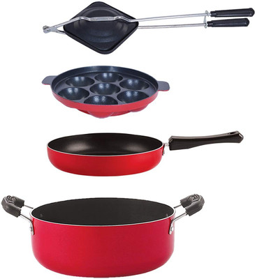 NIRLON FP10_AP7_HT_CS24 Non-Stick Coated Cookware Set(PTFE (Non-stick), Aluminium, 4 - Piece)
