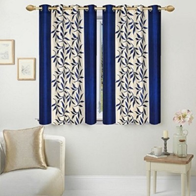 Panipat Textile Hub 152.4 cm (5 ft) Polyester Window Curtain (Pack Of 2)(Floral, Blue)