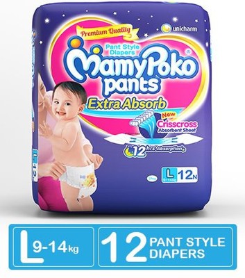 MamyPoko Mamy Poko L - 12 pIECES Extra Absorb Pant Style Diapers - L(12 Pieces)