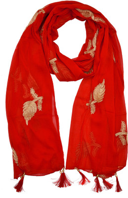 WHITEHEAVEN Chiffon Embroidered Women Dupatta