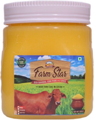 farm star Sahiwal Cow Pure & Original- A-2 Ghee-500ml -Hand Churned Bilona Method Ghee 500 ml Mason Jar