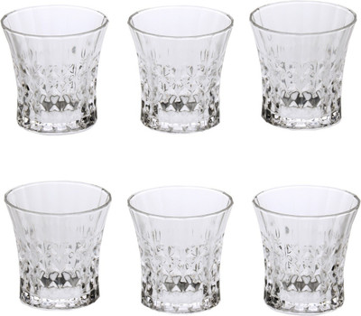 Somil (Pack of 6) Somil Stylish Shape Self Designer Multipurpose Glass Design No-AZ17 Set Of 6 Glass Set Whisky Glass(260 ml, Glass, Clear)