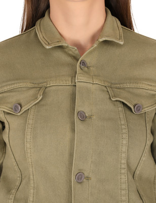 MM-21 Fashion Full Sleeve Self Design Women Denim Jacket