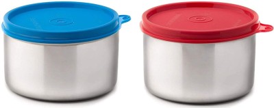 Signoraware Executive Big Stainless Steel Container, 500ml/20mm, Blue + Executive Big Stainless Steel Container, 500ml/20mm, Red 2 Containers Lunch Box(500 ml)