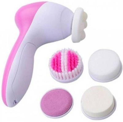 PKK TRADERS smooth Skin face beauty Massager care electric machine for women electronic roller Electric Facial Cleansing Brush - Body Beauty Care 5 in 1 facial Body Facial Massager combo Beauty Care Brush Massager Scrubber Face Skin Care Electric Facial Massager (Pink, White)(Pack of 5)