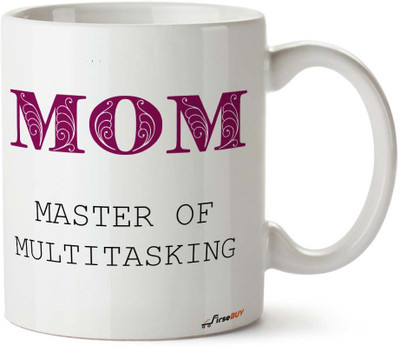 FirseBUY Mom Meaning Master of Multitasking Printed Ceramic Coffee Mug(325 ml)