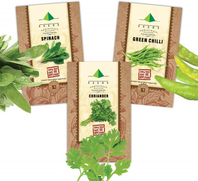 CYBEXIS Vegetable Seeds Combo Of Coriander, Spinach Palak, Green Chilli Seed(10 g)
