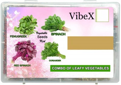 CYBEXIS 4-Varieties-Leafy Vegetable Combo-Fenugreek, Spinach, Red Spinach, Coriander Seed(10 g)