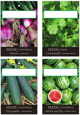 VibeX 4-Varieties-Onion, Coriander, Cucumber, Watermelon Seed(140 per packet)
