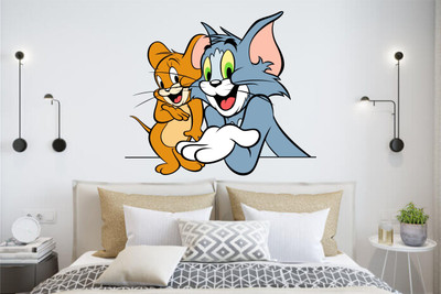 BALKRISHNA WALL STICKER 69 cm tom and jerry wall sticker Self Adhesive Sticker(Pack of 1)