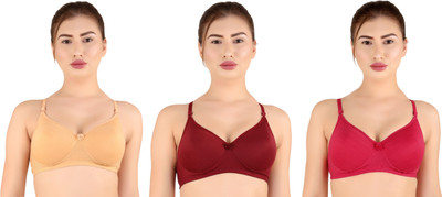CHILEELIFE Women Everyday Lightly Padded Bra(Beige, Maroon, Pink)