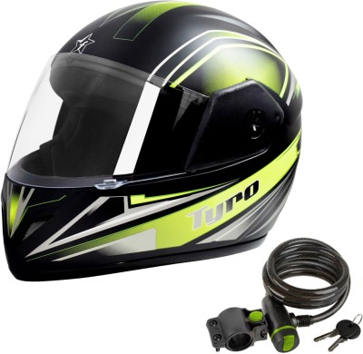 Flipkart SmartBuy Tyro Designer Graphic ISI Marked Full-face with Unbreakable Visor Motorbike Helmet (Green)