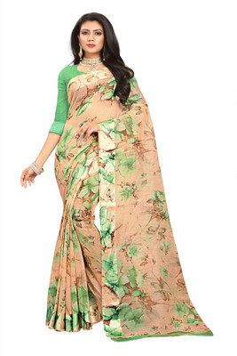 Jumki Fashion Printed Bollywood Linen Saree(Yellow)