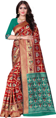 Satika Riti Woven Patola Silk Blend, Jacquard Saree(Maroon)