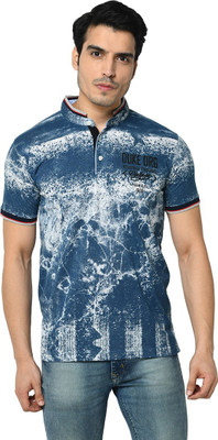 DUKE Solid Men Polo Neck Light Blue T-Shirt
