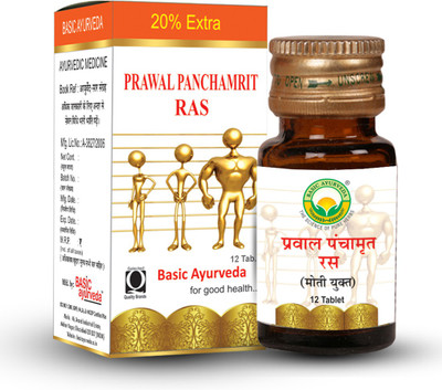 Basic Ayurveda Prawal Panchamrit Ras(Pack of 3, 36 Tablets)