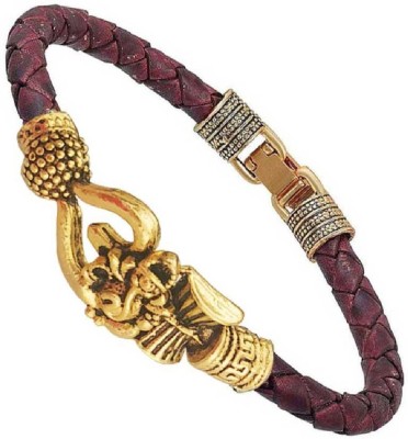 Tevatiya Brass, Leather Gold-plated Bracelet