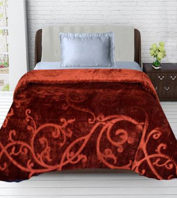 SHOORAAY Damask Double Woollen Blanket for  Heavy Winter(Woollen Blend, Brown)