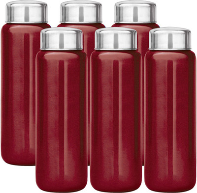 KUBER INDUSTRIES 1000 ml Steel Bottle(Pack of 6, Maroon)