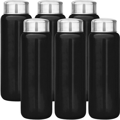 KUBER INDUSTRIES 1000 ml Steel Bottle(Pack of 6, Black)