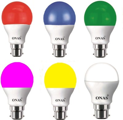 Onas 5 W Standard B22 LED Bulb(Multicolor, Pack of 6)