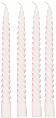 Kuber Selection Pack of 4 Pcs Designer White Spiral Pillar Candle 10 inch Long for Party Candle(White, Pack of 4)