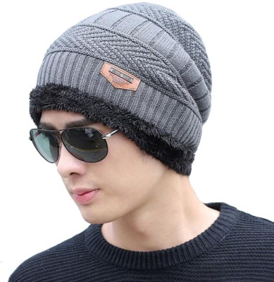 AlexVyan Self Design, Striped, Solid Beanie Cap