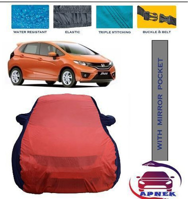 APNEK Car Cover For Honda Jazz (With Mirror Pockets)(Red, Blue)