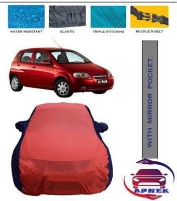APNEK Car Cover For Chevrolet Aveo Uva (With Mirror Pockets)(Red, Blue)