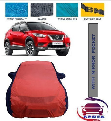 APNEK Car Cover For Nissan Kicks (With Mirror Pockets)(Red, Blue)