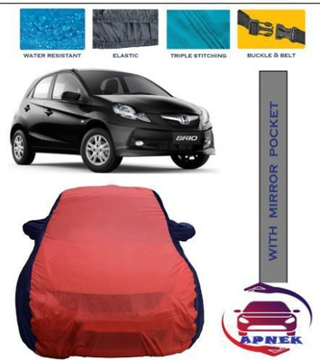 APNEK Car Cover For Honda Brio (With Mirror Pockets)(Red, Blue)