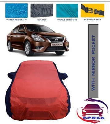 APNEK Car Cover For Nissan Sunny (With Mirror Pockets)(Red, Blue)