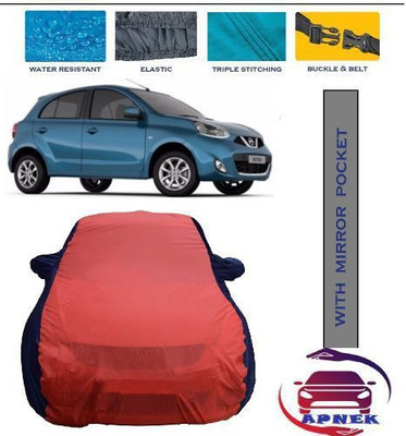 APNEK Car Cover For Nissan Micra (With Mirror Pockets)(Red, Blue)