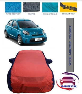 APNEK Car Cover For Nissan Micra Active (With Mirror Pockets)(Red, Blue)
