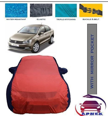APNEK Car Cover For Volkswagen Vento (With Mirror Pockets)(Red, Blue)