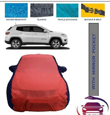 APNEK Car Cover For Jeep Compass (With Mirror Pockets)(Red, Blue)