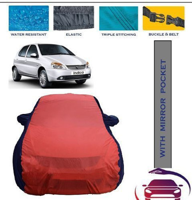 APNEK Car Cover For Tata Indica V2 (With Mirror Pockets)(Red, Blue)